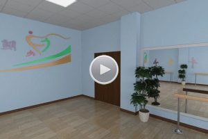 舞蹈室木質(zhì)地板藍色墻面漆設(shè)計圖