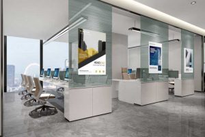 公共辦公區(qū)卡座矮柜紗簾效果圖