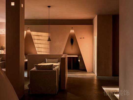 接待區(qū)皮質(zhì)沙發(fā)墻體造型設(shè)計效果圖