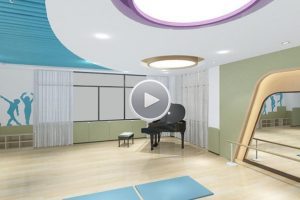 舞蹈教室地板墻面圓形天花吊頂裝修設(shè)計圖