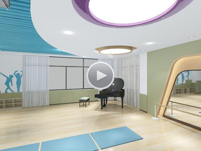 舞蹈教室地板墻面圓形天花吊頂裝修設(shè)計圖