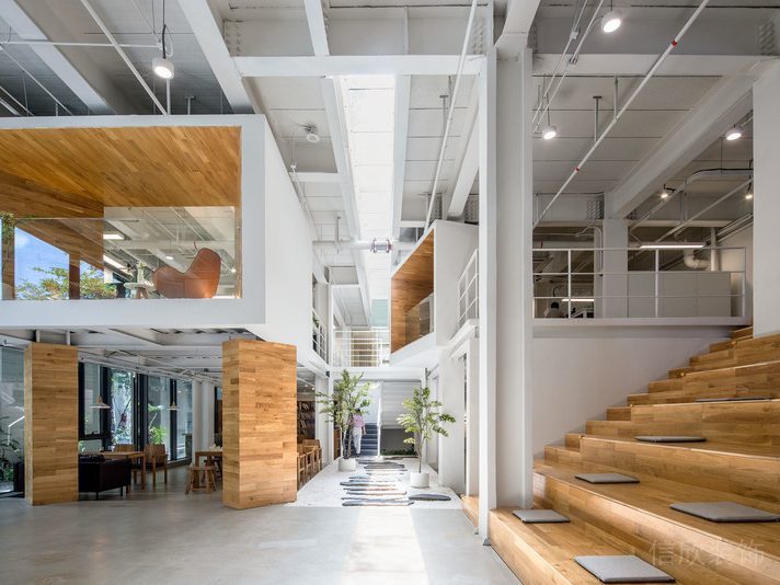 工業(yè)風(fēng)原木色臺階木飾面墻面裝修設(shè)計圖