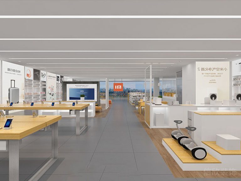 展示區(qū)木質(zhì)地板瓷磚地面線條天花吊頂裝修設(shè)計效果圖