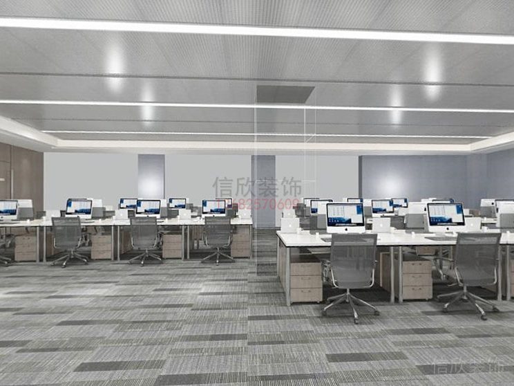 辦公區(qū)地毯通鋪天花吊頂裝修設計效果圖