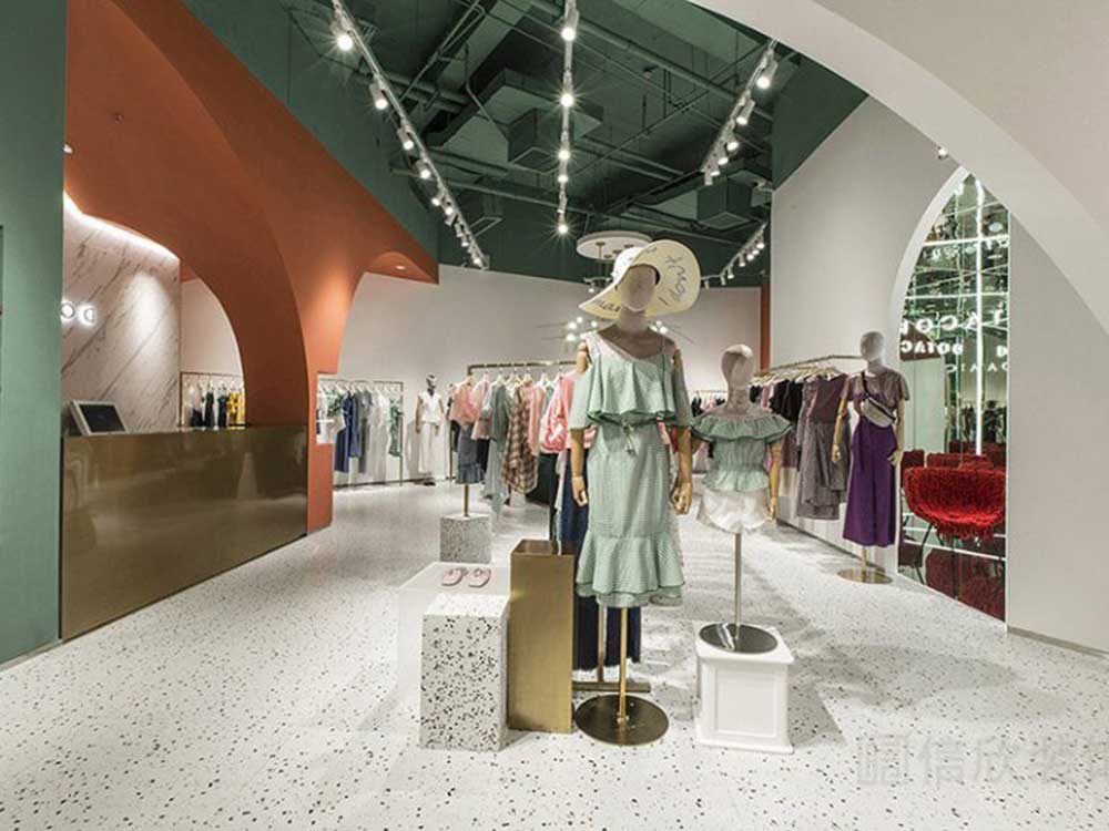 展示區(qū)瓷磚地面墻面漆天花吊頂裝修設(shè)計效果圖