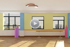 舞蹈室木質(zhì)地板護墻板裝修設(shè)計效果圖