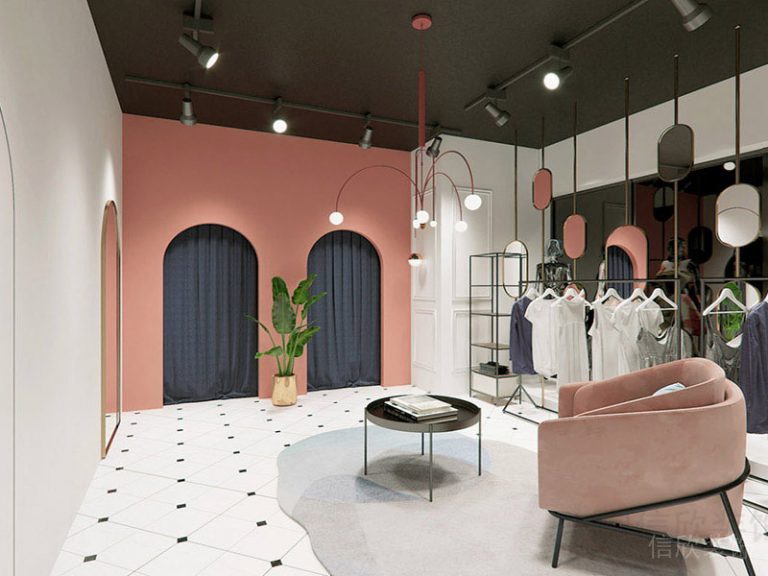 服裝店瓷磚地面墻面漆裝修設(shè)計效果圖