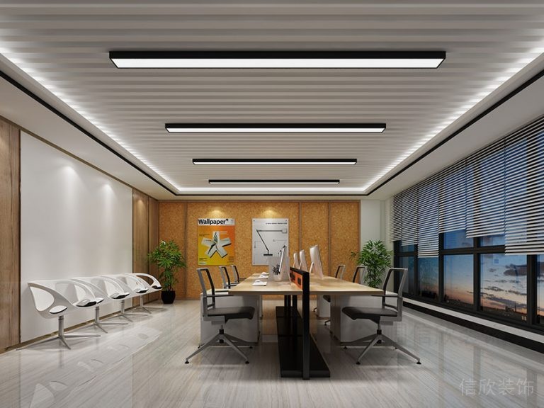 會議室木質(zhì)地板方形天花吊頂裝修設(shè)計效果圖