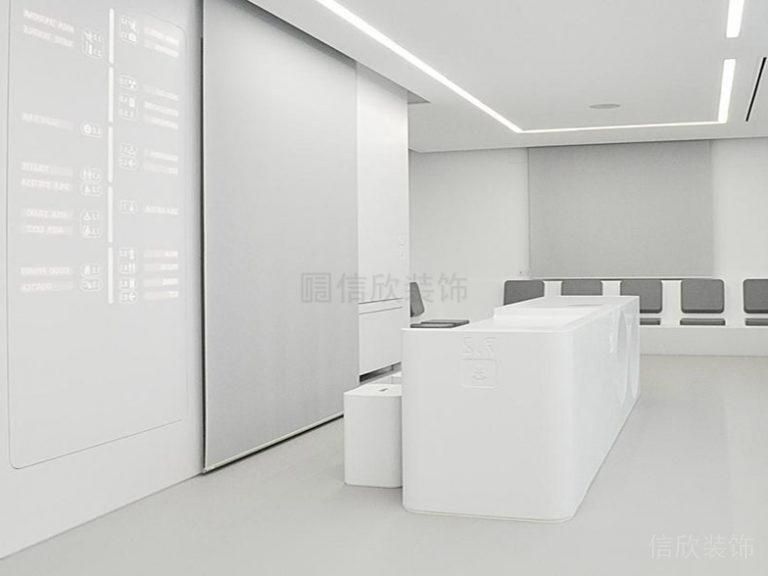 純白現(xiàn)代極簡風(fēng)辦公室前臺區(qū)裝修效果圖