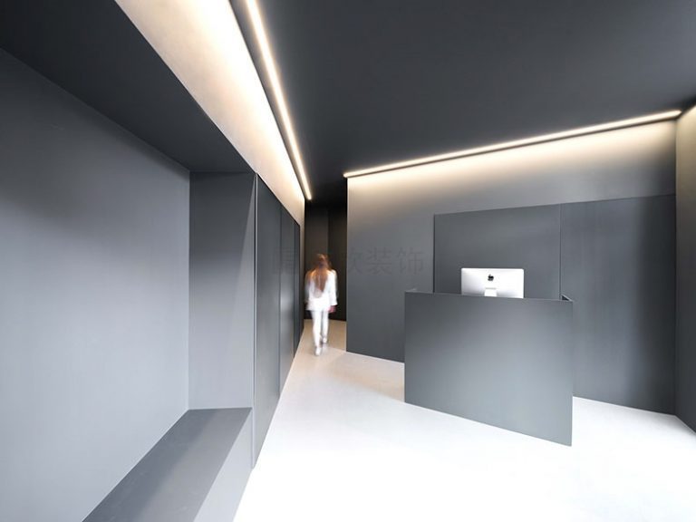 黑色極簡風(fēng)前臺區(qū)裝修辦公室效果