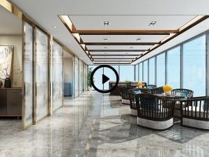 辦公室裝修設(shè)計方案大理石地板金屬天花墻體一體式線條裝修設(shè)計