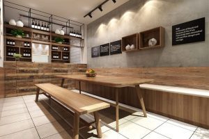 實(shí)木設(shè)計(jì)就餐區(qū)裝修效果復(fù)古墻柱鋪貼裝修