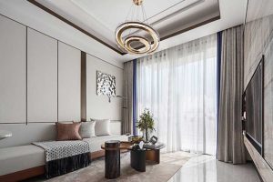 環(huán)形天花無線設(shè)計燈帶沙發(fā)休息輕奢風客廳裝修