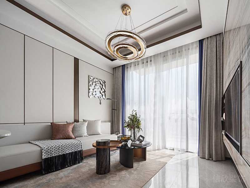 環(huán)形天花無線設(shè)計燈帶沙發(fā)休息輕奢風(fēng)客廳裝修