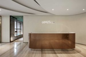 深圳羅湖文錦廣場現(xiàn)代風(fēng)格辦公室裝修設(shè)計案例前臺服務(wù)區(qū)效果圖