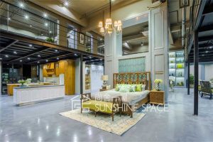 深圳南山簡歐風格家具展廳裝修設計案例臥室家私陳列區(qū)效果圖