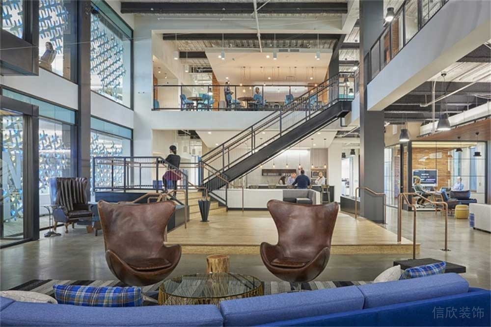 深圳福田簡約風(fēng)格復(fù)式辦公室裝修設(shè)計案例大堂效果圖