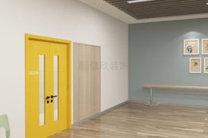 深圳羅湖黃貝嶺舞蹈培訓中心裝修設(shè)計黃色木門