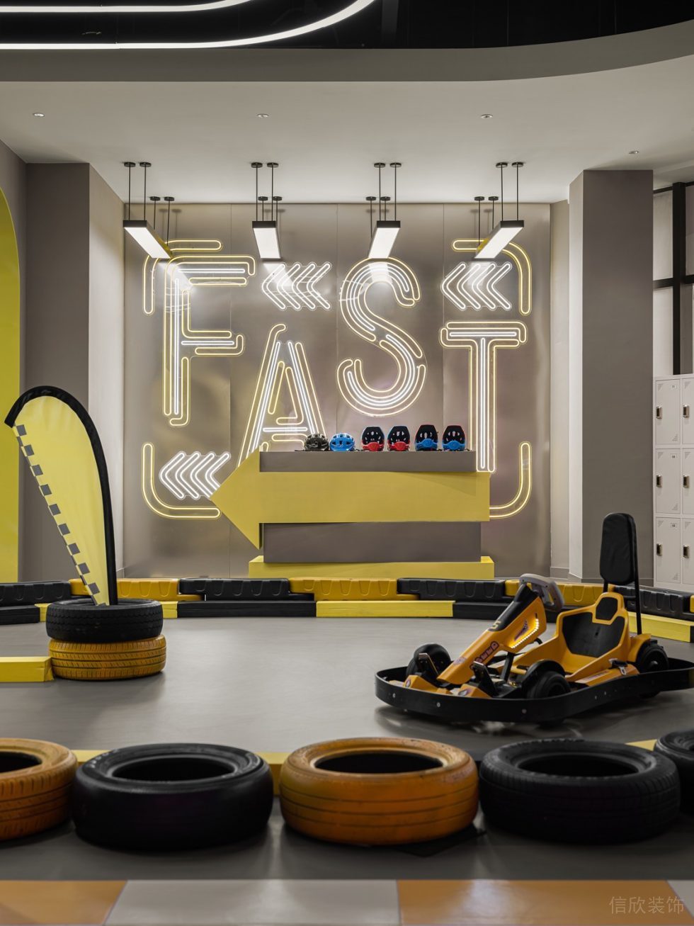 深圳市福田區(qū)筆架山北歐風兒童樂園裝修賽車區(qū)