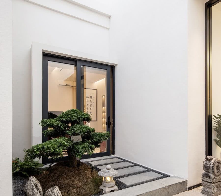 黑色金屬邊框地臺(tái)工作室戶外景觀效果石板過(guò)道設(shè)計(jì)