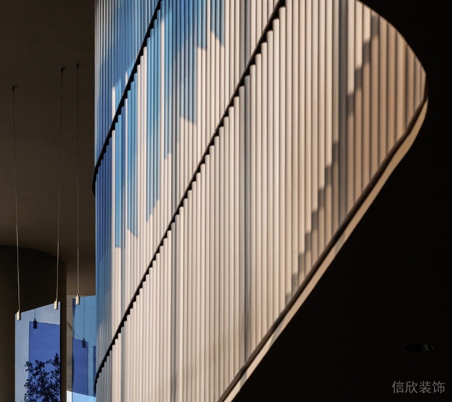 漸變木質(zhì)條紋隔斷裝修效果墻體效果圖裝修辦公室我