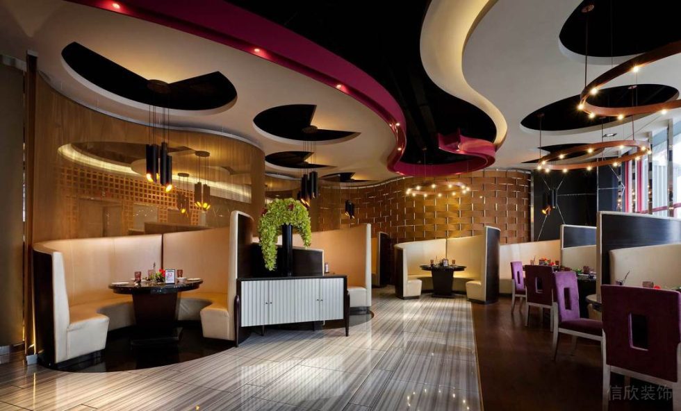 深圳寶安龍光世紀(jì)大廈簡(jiǎn)約風(fēng)格火鍋店裝修案例卡座效果圖