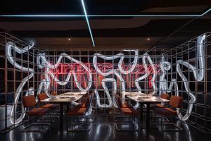 深圳羅湖京基鳳凰印象現(xiàn)代風(fēng)格火鍋店裝修案例卡座效果圖