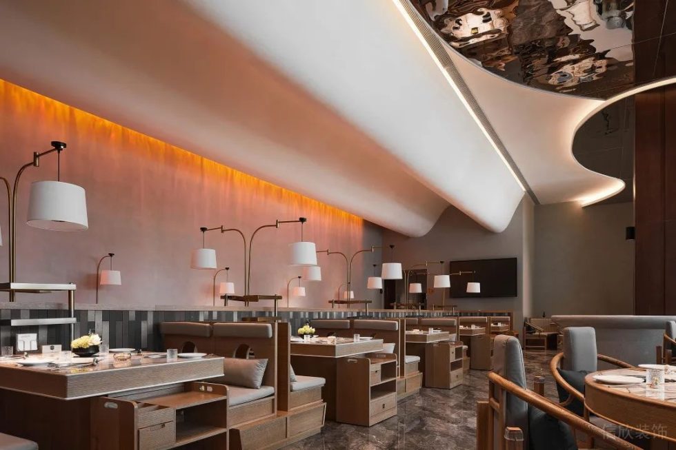 深圳南山星海名城新中式風(fēng)格火鍋店裝修案例用餐大廳