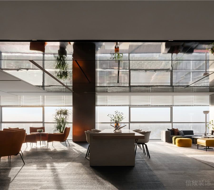 辦公室洽談區(qū)長條形會議桌效果圖