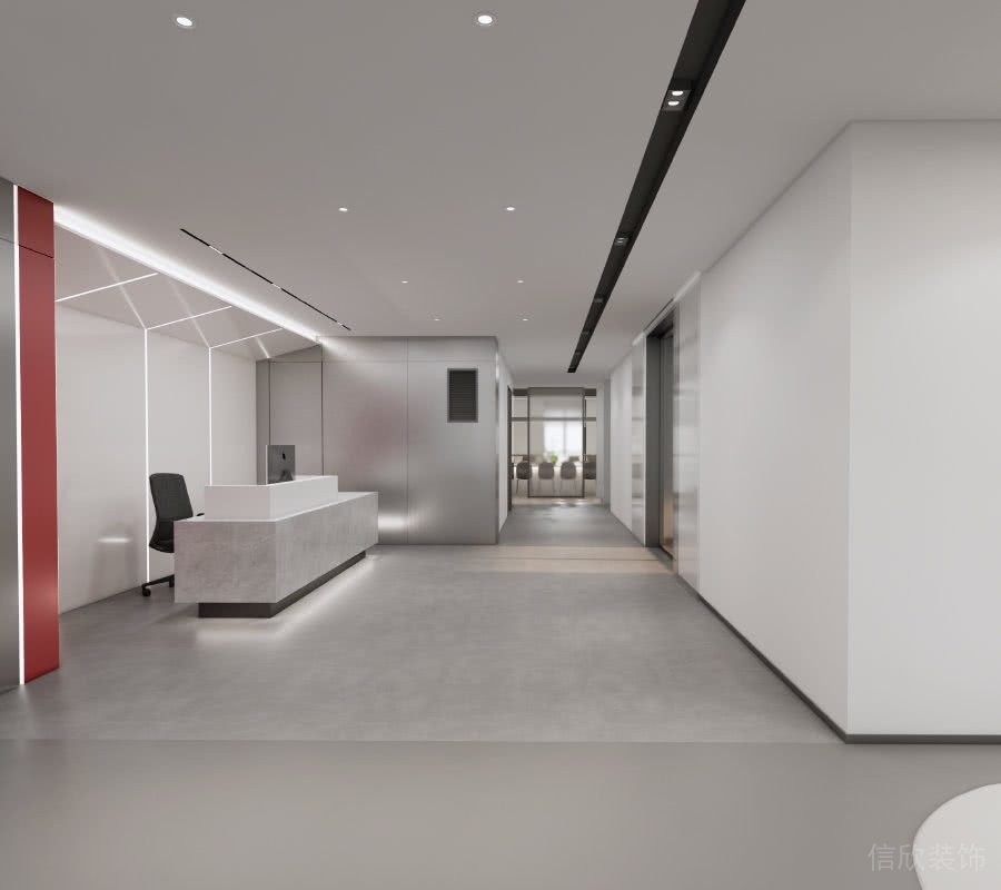 辦公室前臺接待區(qū)形象墻線型燈光