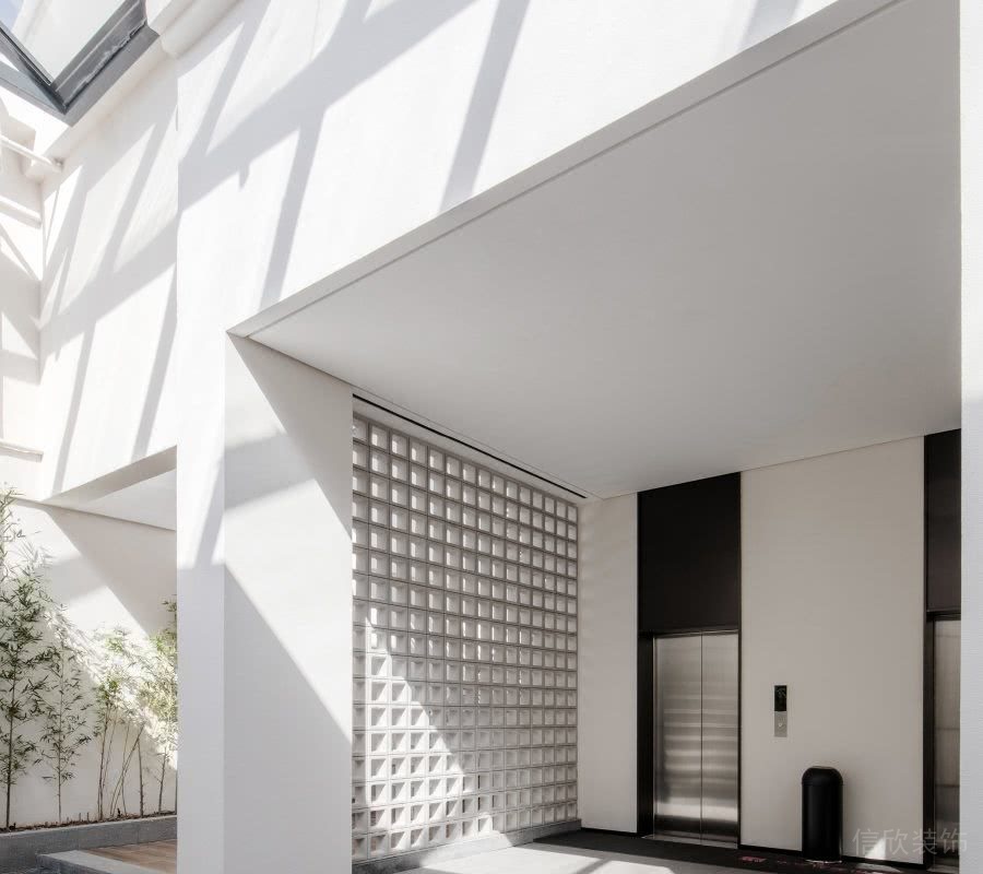 電梯間墻面水泥格子屏風(fēng)隔斷效果圖