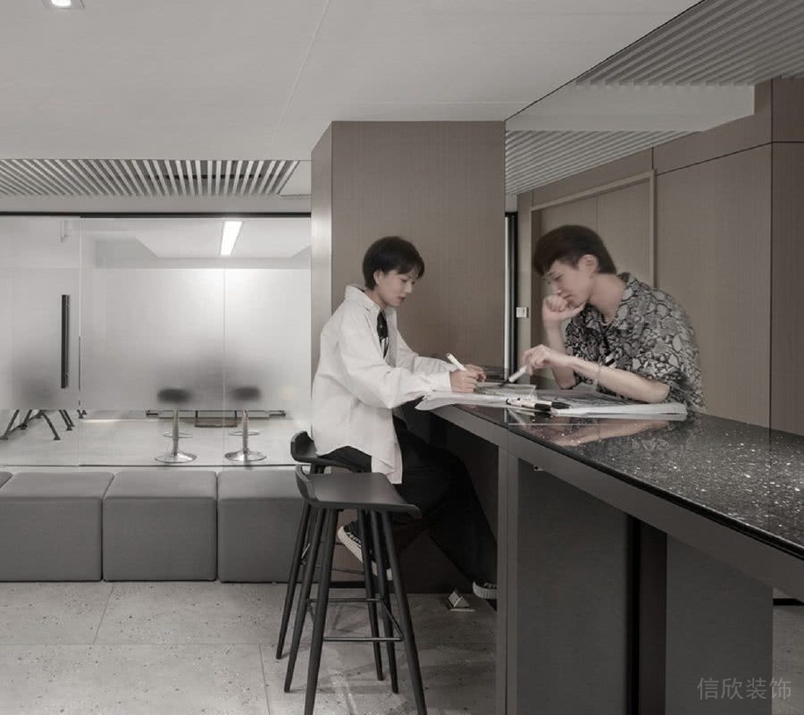 辦公室茶水區(qū)黑金砂大理石水吧臺