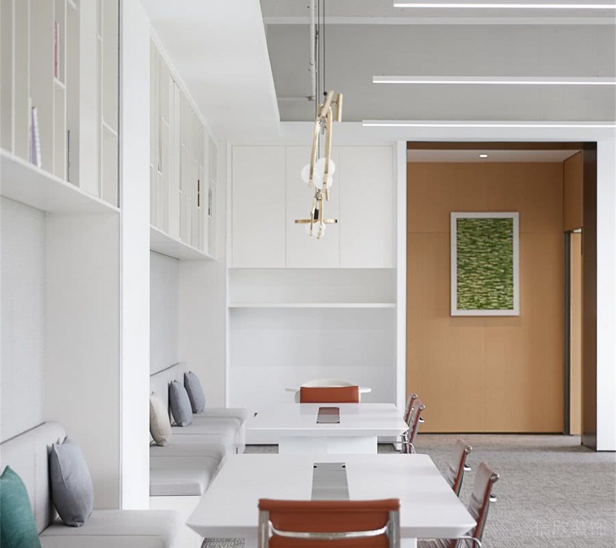 辦公室洽談區(qū)白色小方桌