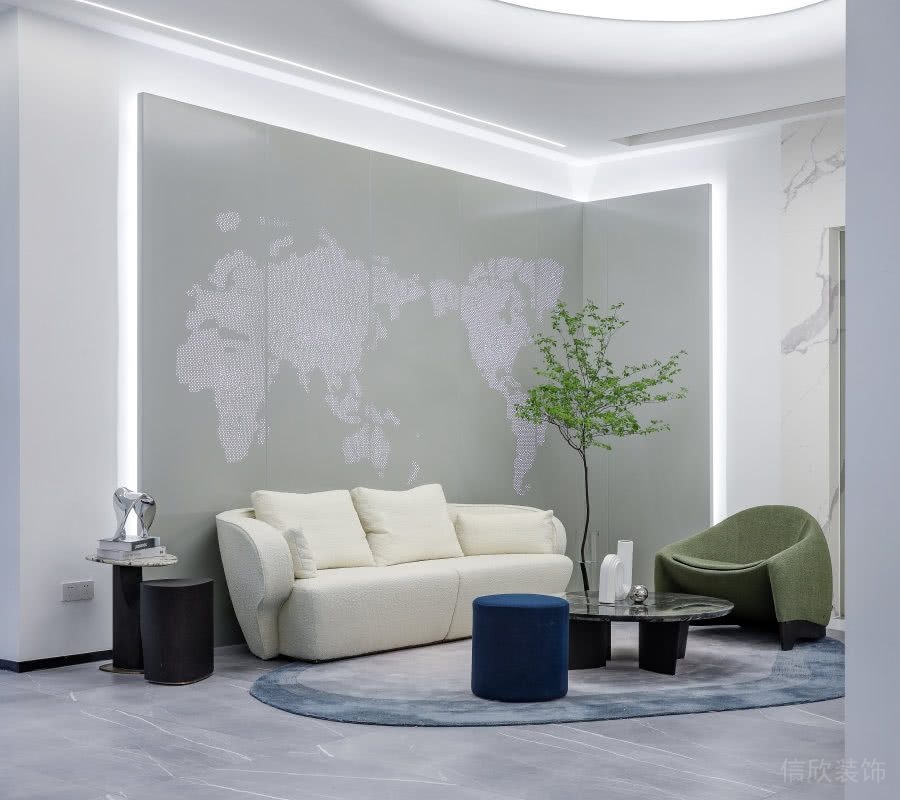 沙發(fā)背景墻世界地圖周邊燈光效果圖