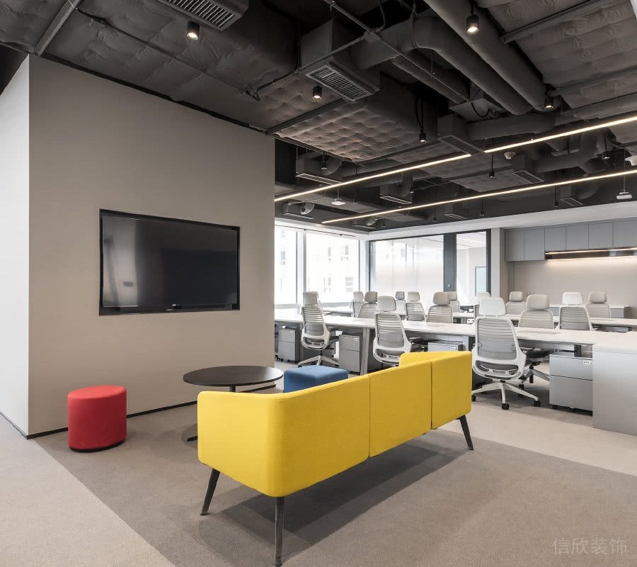 辦公室休息區(qū)黃色布藝沙發(fā)