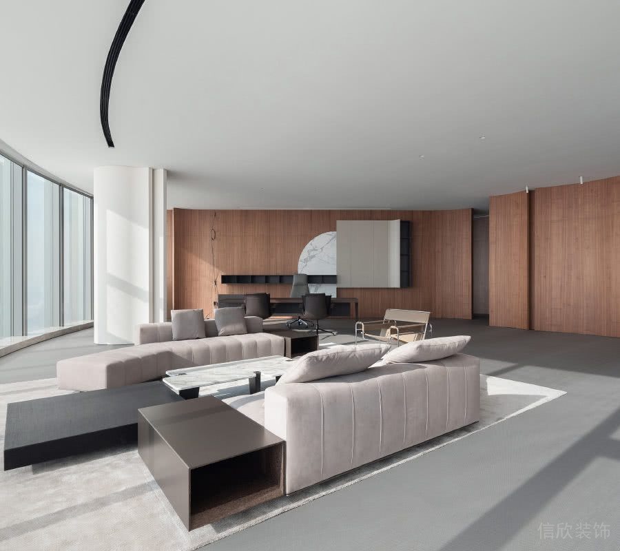 深圳南山華潤(rùn)置地大廈1000平方米后現(xiàn)代極簡(jiǎn)風(fēng)格辦公室裝修案例董事長(zhǎng)辦公室