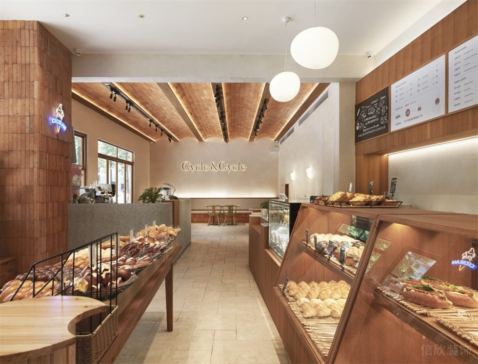 深圳寶安前海hop國際中心北歐風格面包店裝修案例實木玻璃產品展示柜 深圳寶安前海hop國際中心北歐風格面包店裝修案例實木玻璃產品展示柜