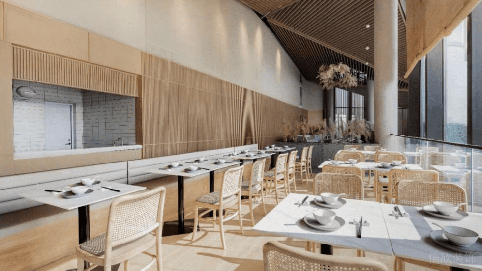 深圳寶安天琴閣原木色調(diào)田園簡(jiǎn)約風(fēng)素食館裝修案例爵士白大理石餐桌 深圳寶安天琴閣原木色調(diào)田園簡(jiǎn)約風(fēng)素食館裝修案例爵士白大理石餐桌