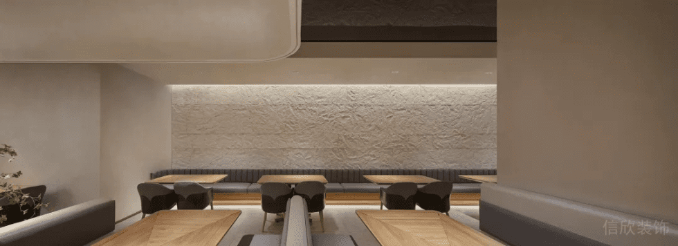 深圳寶安中糧大悅城現(xiàn)代簡約風格川菜餐廳裝修案例訂制卡座沙發(fā)