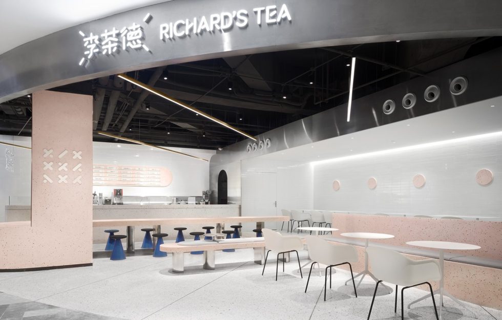 深圳龍崗城龍花園現(xiàn)代簡約風格奶茶店裝修案例燈光效果
