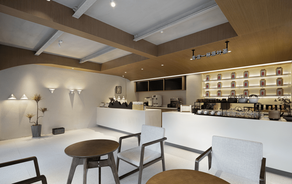 深圳龍崗中海日輝臺簡約風格休閑茶館裝修案例產(chǎn)品陳列展示架