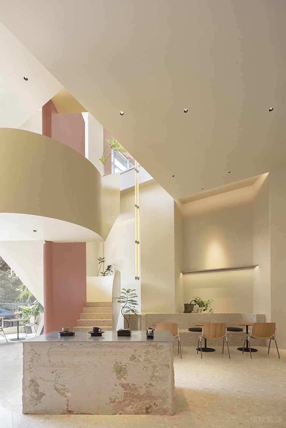 深圳羅湖新2000廣場極簡風(fēng)格甜品咖啡館裝修案例室內(nèi)空間采光效果