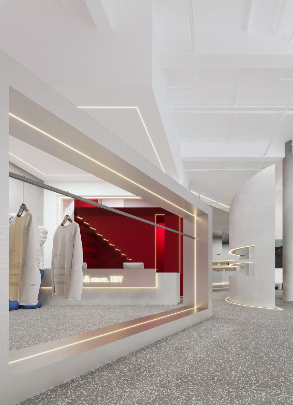 深圳市龍崗區(qū)坂田hby買(mǎi)手店裝修設(shè)計(jì)櫥窗線(xiàn)性燈光