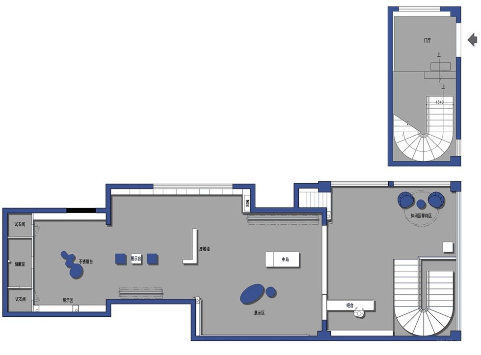 深圳市南山區(qū)后?，F(xiàn)代風(fēng)sugar.t 買手店裝修設(shè)計(jì)平面圖