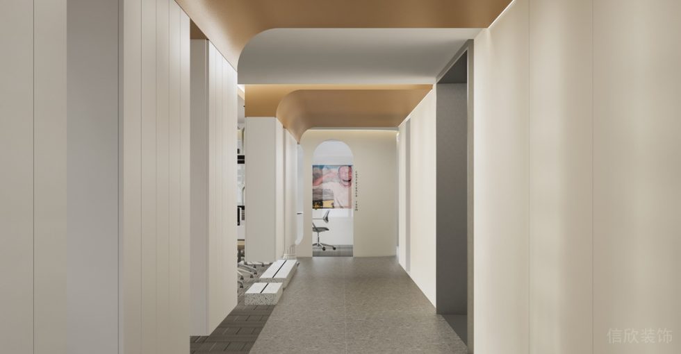 深圳寶安易尚中心2000平方米簡約風(fēng)格辦公室裝修案例過道