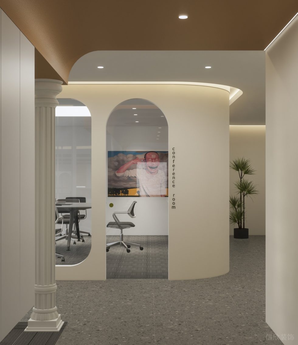 深圳寶安易尚中心2000平方米簡約風(fēng)格辦公室裝修案例入口門廊