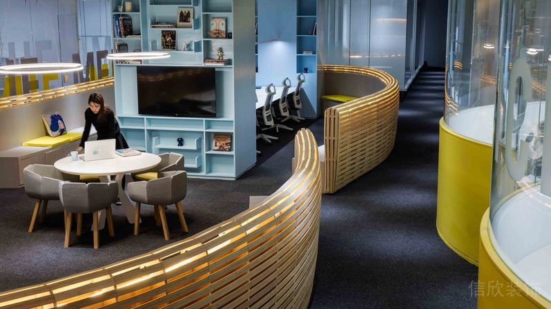 深圳福田金運世紀大廈700平方米現(xiàn)代簡約風格公司裝修案例洽談區(qū)藝術藤編圍擋