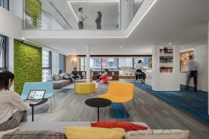 深圳羅湖寶能中心大廈1100平方米清新簡約風(fēng)復(fù)式寫字樓裝修案例一層活動區(qū)