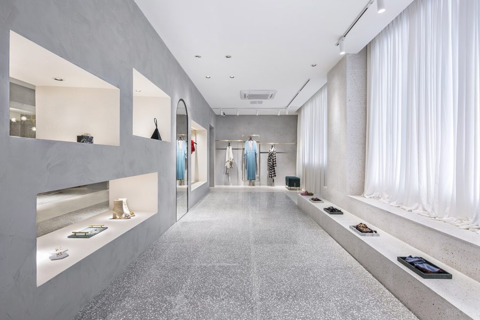 深圳市寶安中心城o.t.s時尚買手店店裝修設計灰色白點地面 深圳市寶安中心城o.t.s時尚買手店店裝修設計灰色白點地面