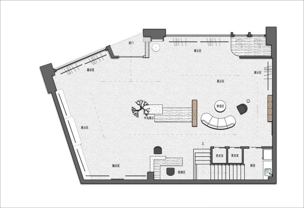 深圳市龍崗區(qū)橫崗現(xiàn)代風(fēng)女裝店pin Xi「暗香 女裝」裝修設(shè)計平面圖